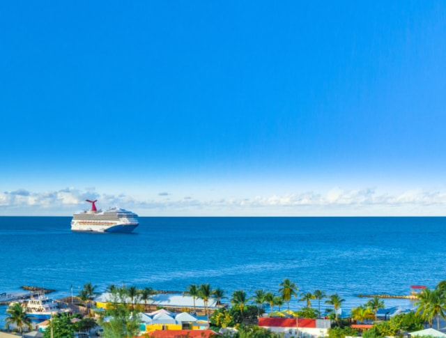 carnival ship arriving at a port of call