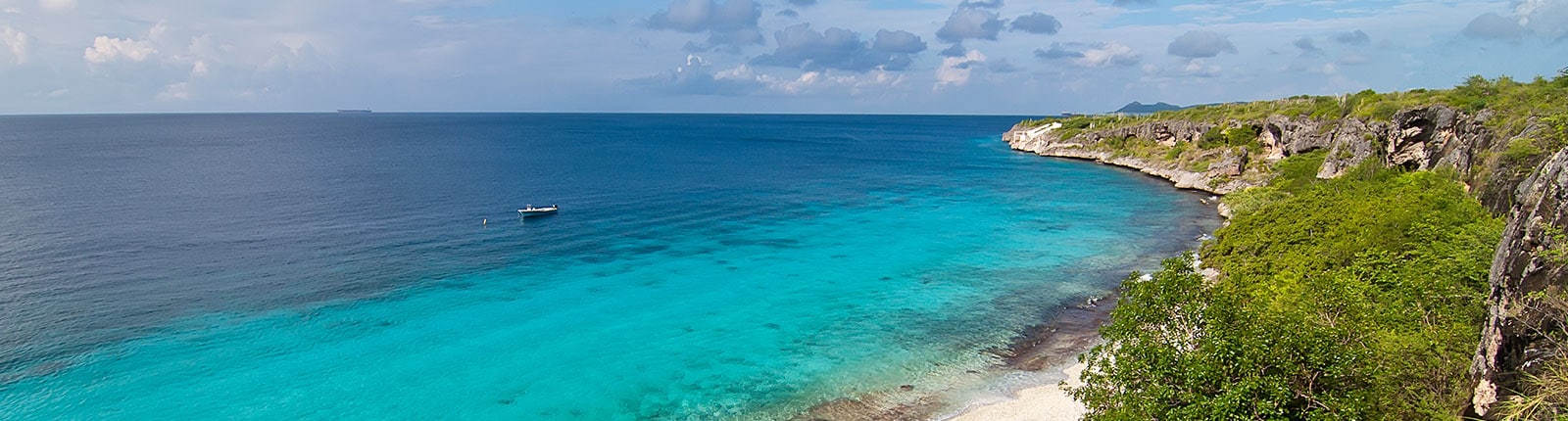 Natural coastline where the water meets the land in Bonaire