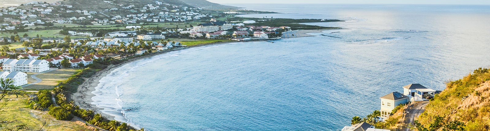 Looking down the hillside to the coastline of St. Kitts