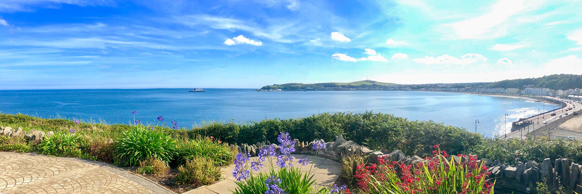 vibrant flowers kiss the clear blue ocean off the coast of douglas