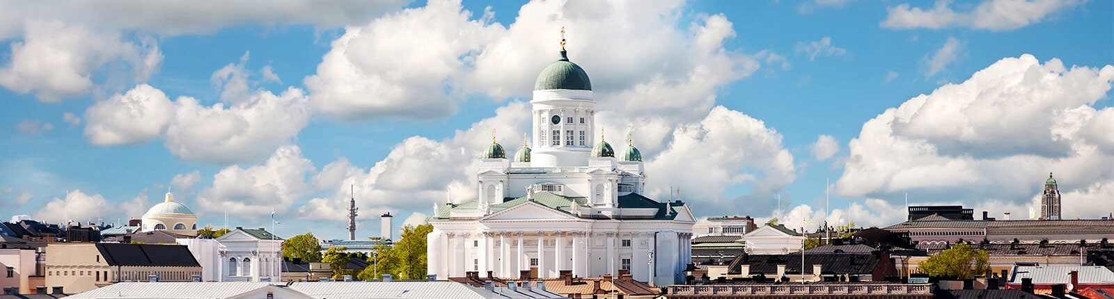 view of the helsinki cathedral university on a sunn day