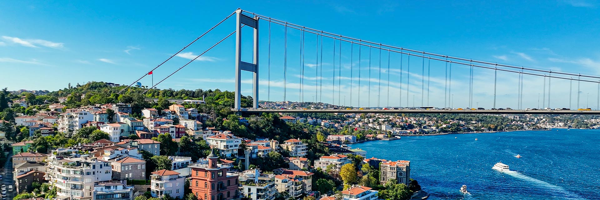 an aerial view of the bosphorus bridge in istanbul, turkey