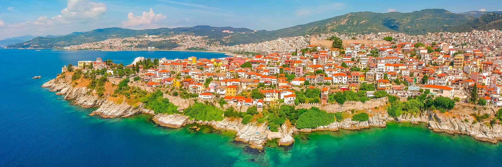 a city is located off the coast of kavala