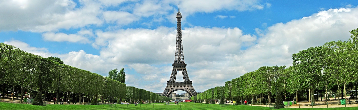 the eiffel tower on a beautiful day