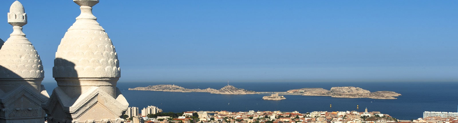 View of the coastline from high above Marseilles, France