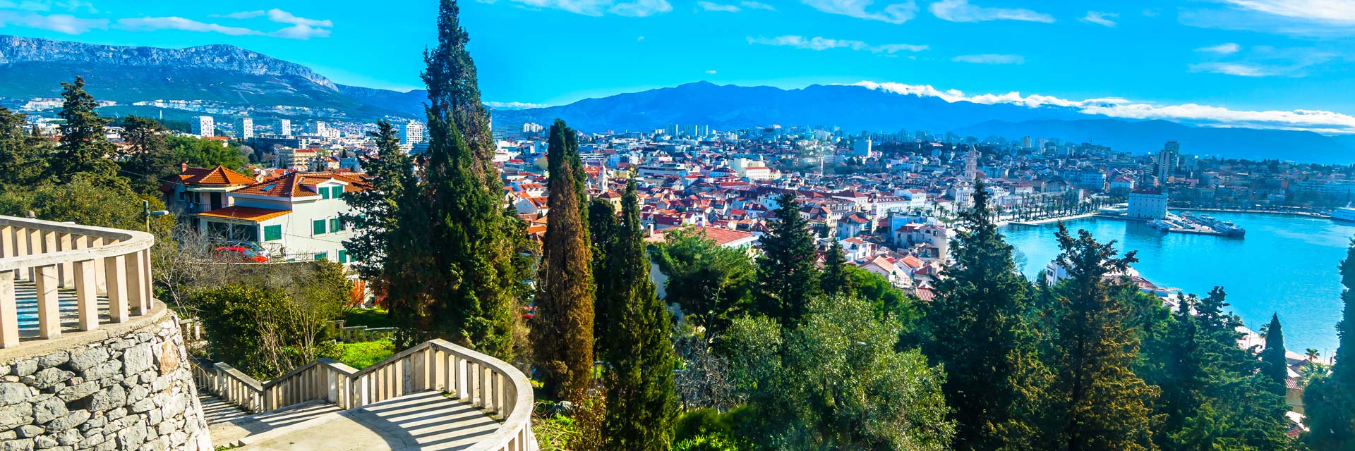 an aerial view at cityscape town of split croatia