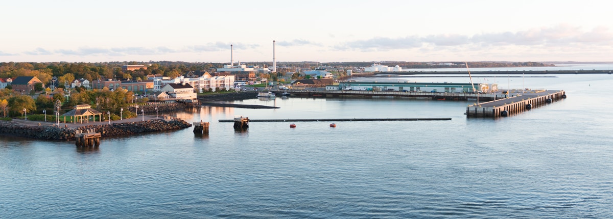 aerial view of a dock at charlottetown prince edward island