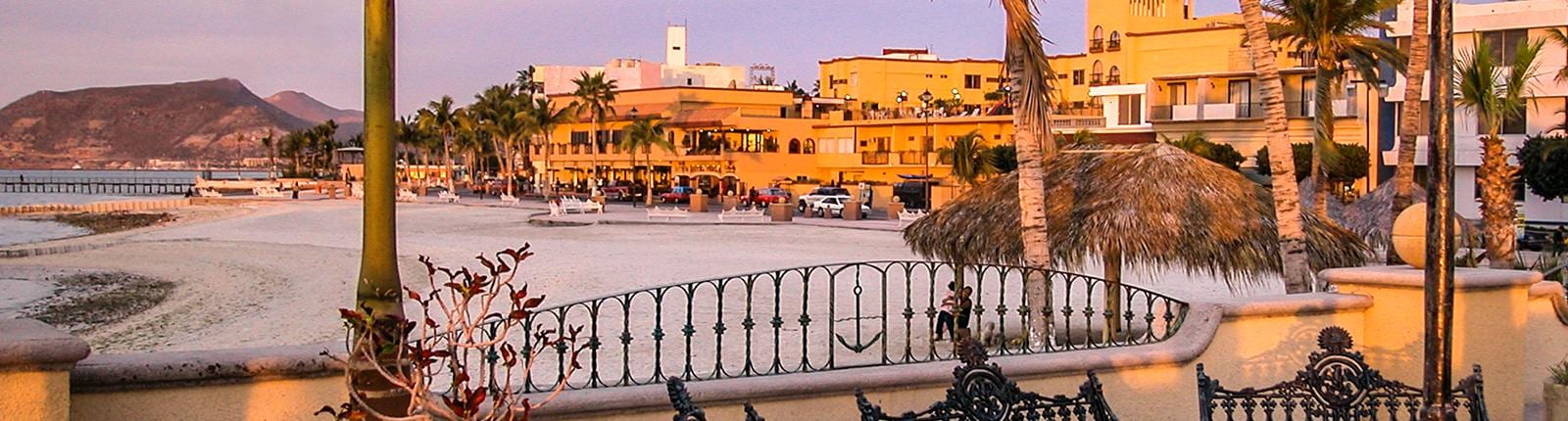 Sunset soaking the landscape in a densely populated area of La Paz, Mexico