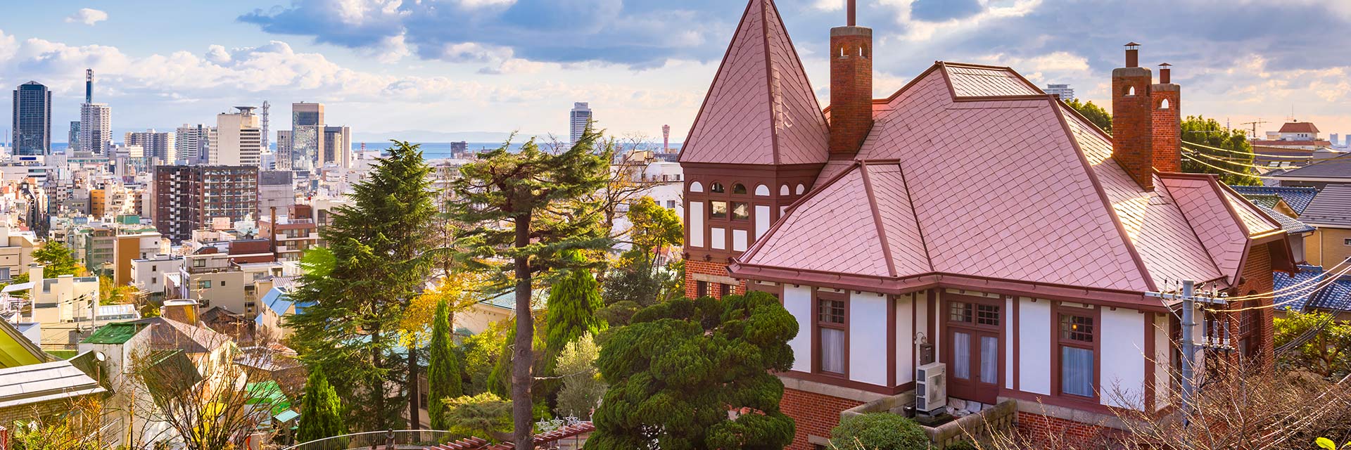 view of the historic district and skyline in kobe japan