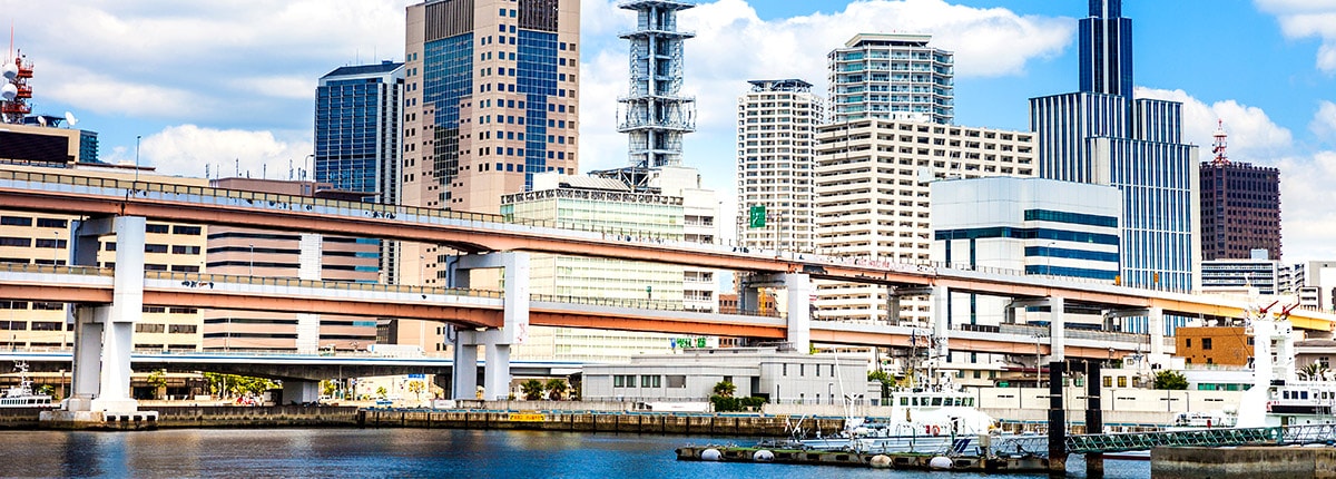 view of the historic district and skyline in kobe japan