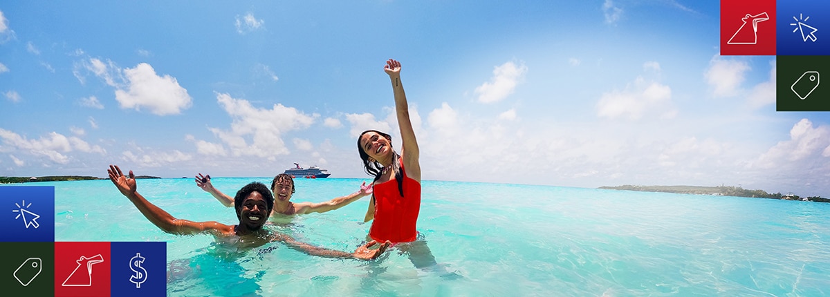 guests waving their arms in the water