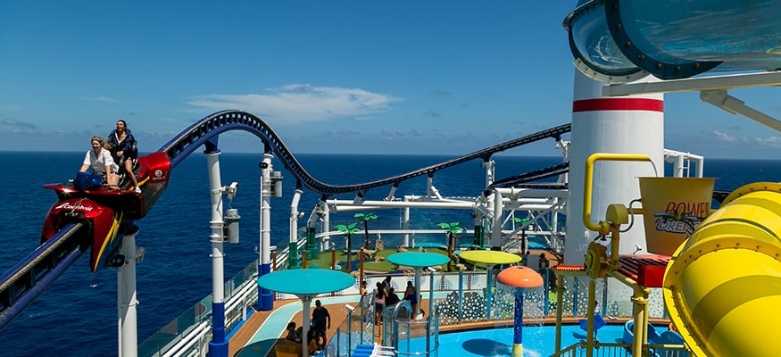 guests riding the bolt around the ultimate playground area onboard carnival celebration