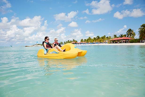 two women paddle wheeling in princess cays