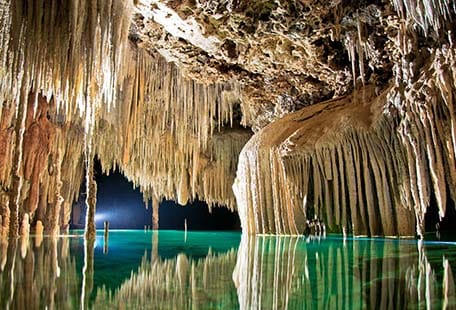 stalactites and stalagmites in cozumel