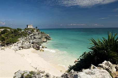 Ruins along the city of tulum, mexico