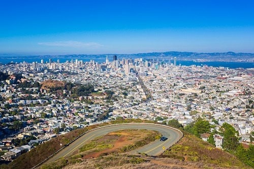 view of san francisco from the top of twin peaks