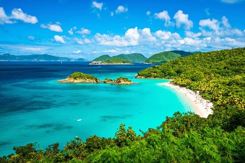 aerial view of a beautiful beach in st thomas, us virgin islands 