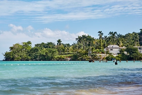 crystal clear waters of a beach in ocho rios jamaica 