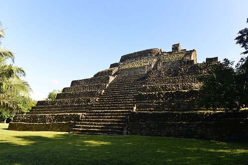 ancient mayan pyramid in costa maya mexico