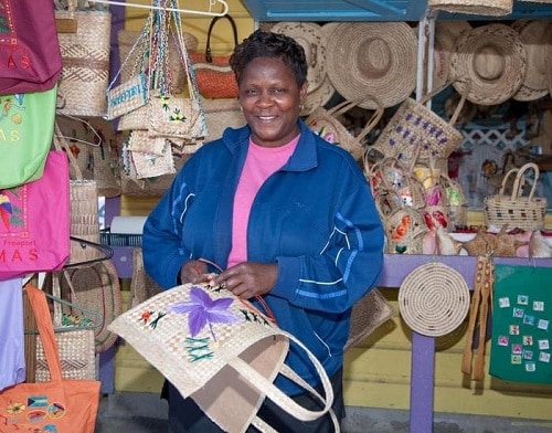 a bahamian woman selling crafts