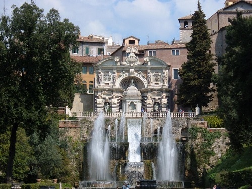 a fountain around the villa and gardens of tibertine