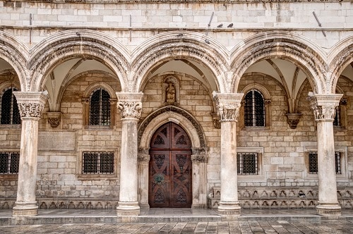 a front view of the entrance to rector’s palace