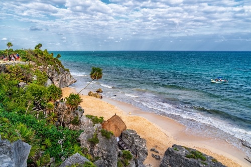a glimpse into a beach on the yucatan peninsula