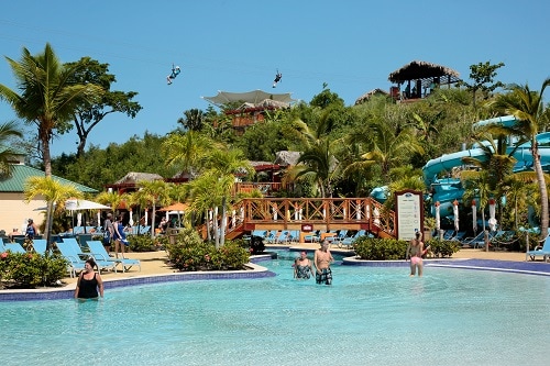 a waterpark resort on near the port of amber cove