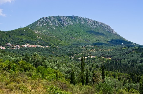 a panoramic view of mount pantokrator in corfu