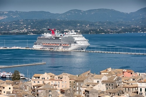 a carnival ship in corfu, greece