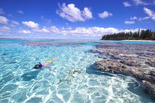 a person snorkeling in mare, pacific islands