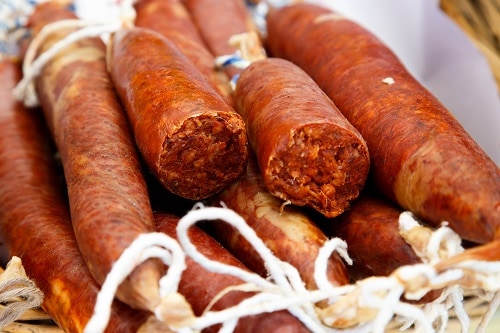 typical sausage from palma de mallorca called sobrassada