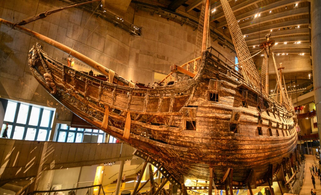 Panorama of "Vasa", a fully intact 64 gun warship from the 17th century that was salvaged.