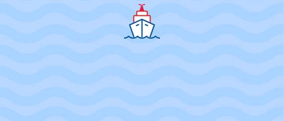 cruise ship icon superimposed on a wave background
